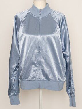 OFFLINE Aerie You're A Winner Satin Track Jacket Monaco Blue Medium Athleisure